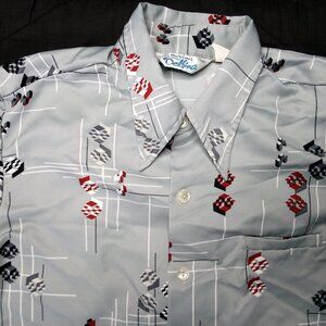 Vintage DaVinci Delfina Abstract Geometric Polyester Disco Shirt